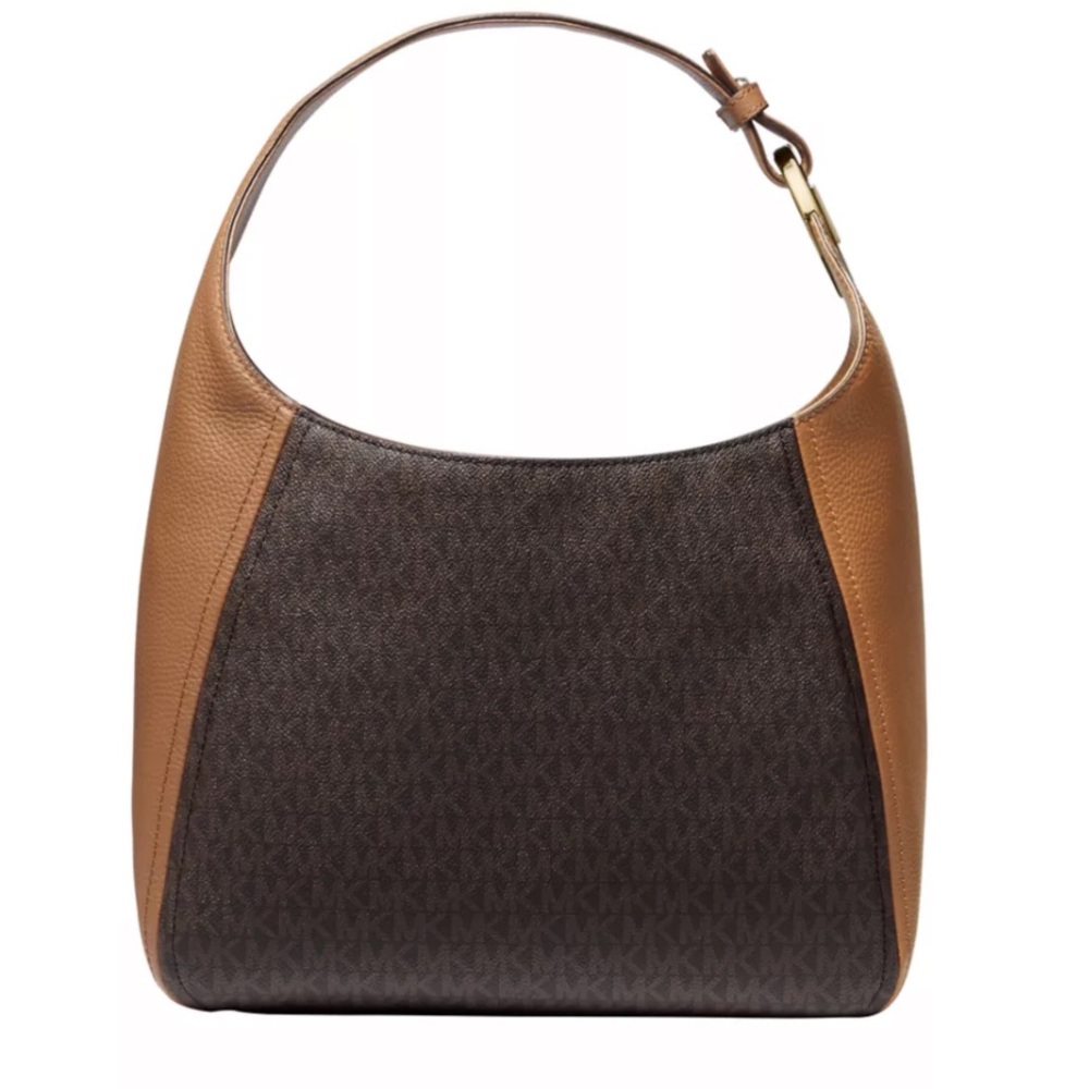 MICHAEL MICHAEL KORS FULTON SIGNATURE LARGE HOBO BAG BROWN/ACORN LOGO LEATHER